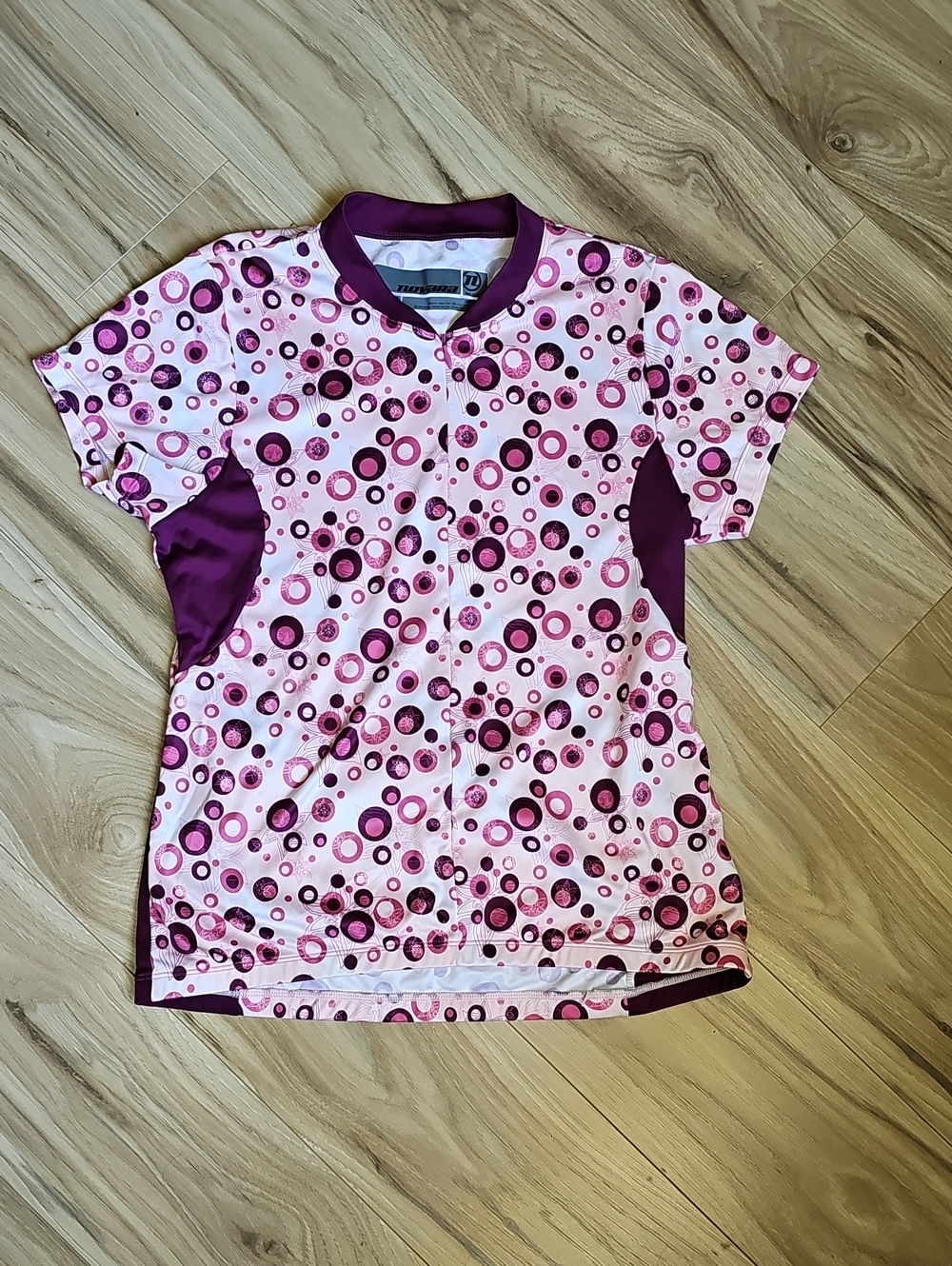 Novara Pink & Purple Circle-Print Short Sleeve Cycling Jersey Womens Medium